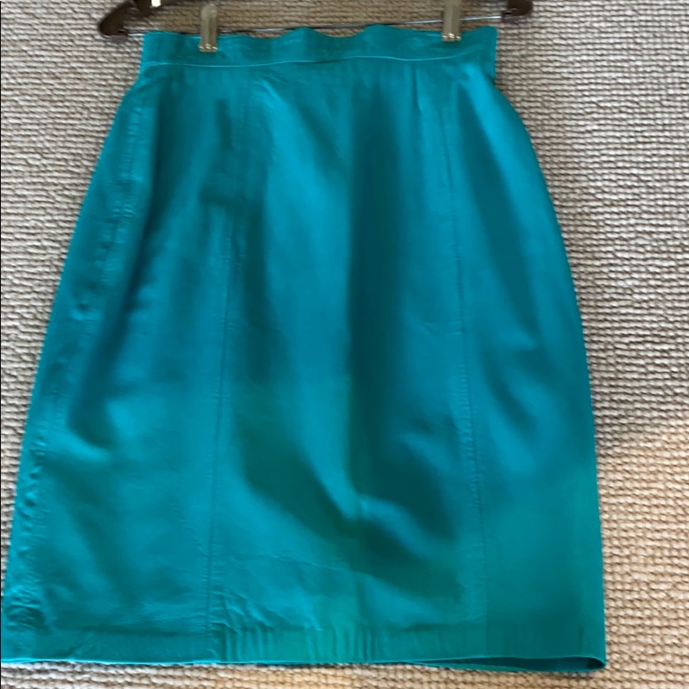 Women’s Turquoise Silk Lined Leather Skirt